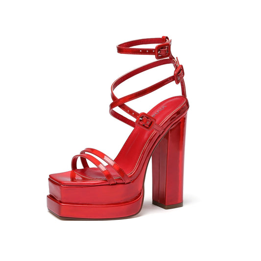 Eliza 148 Square Toe Platform Pumps - Vivianly Shoes - Chunky Heels