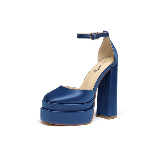 Katarina 120 Chunky Mary Jane Sandals - Vivianly Shoes - Platform Heels