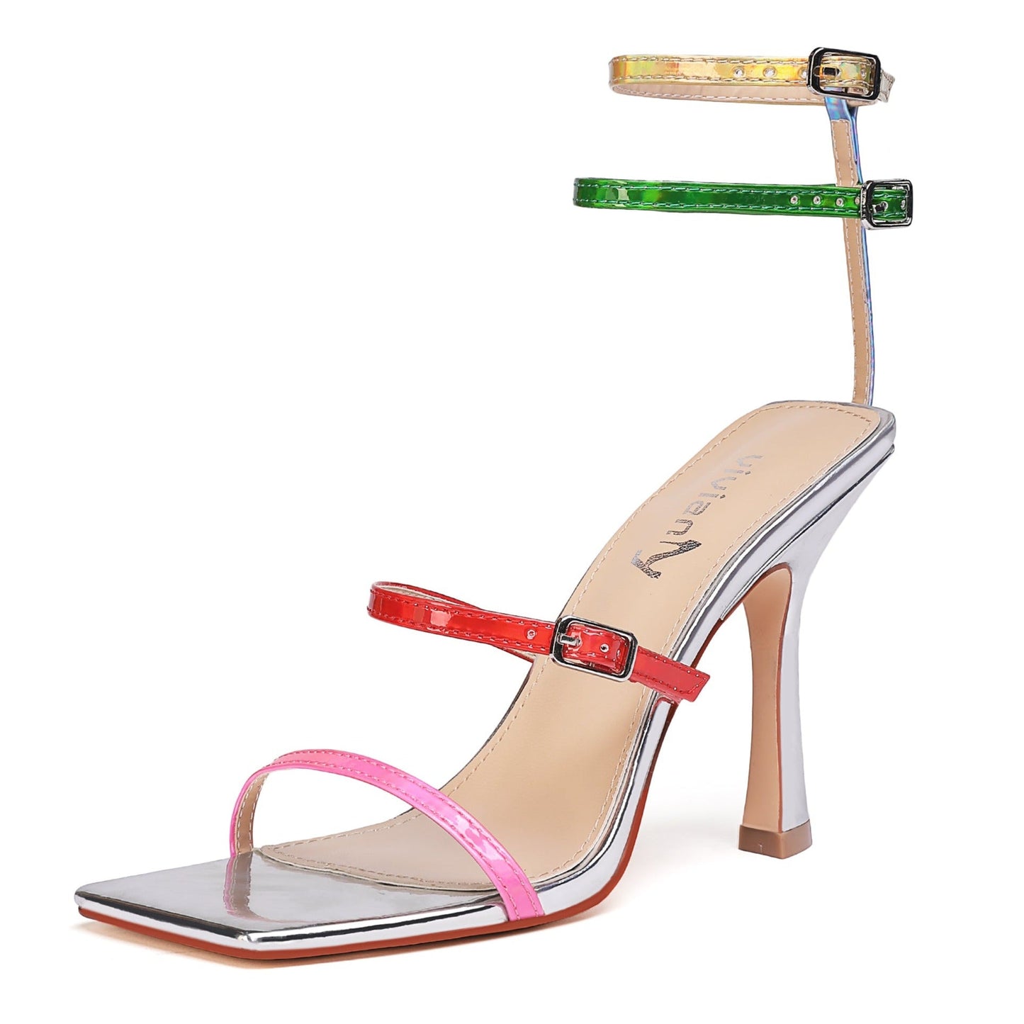 Audette 99 Square Strappy Sandals - Vivianly Shoes - Stilettos