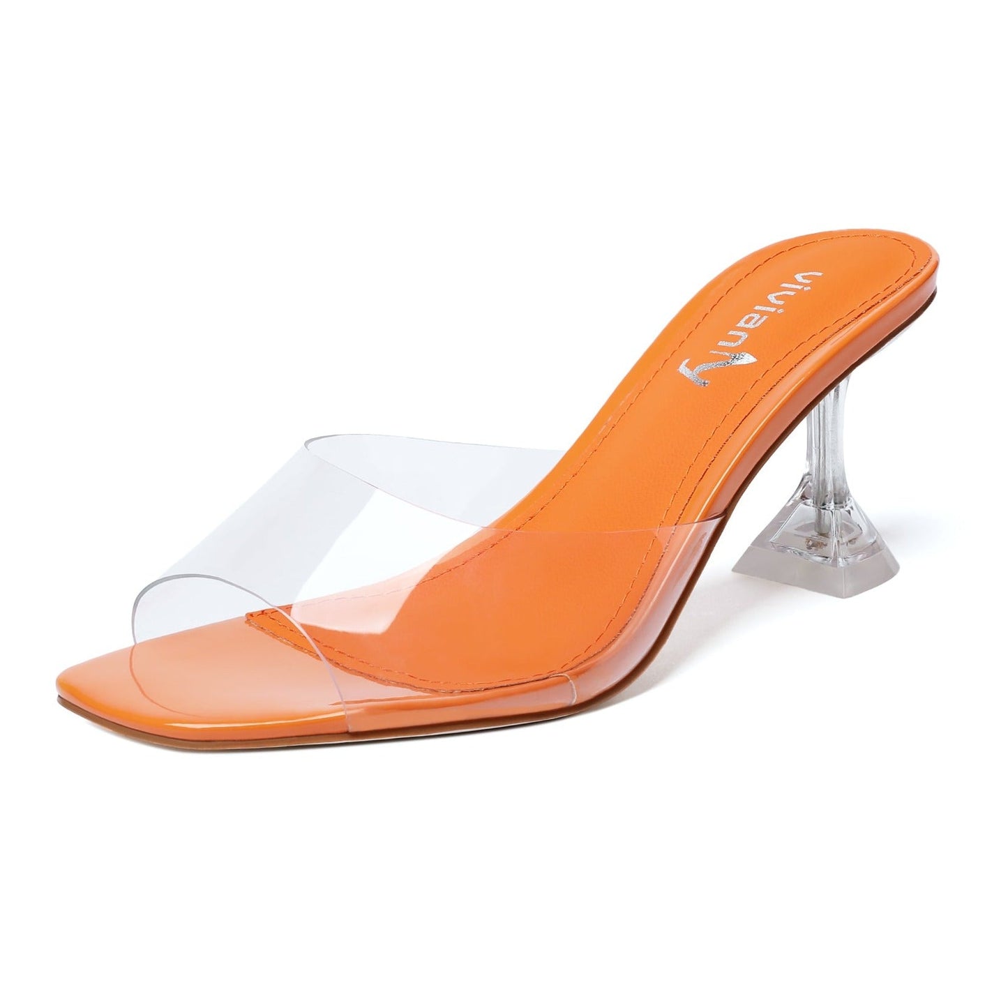 Denise 69 Clear Heeled Sandals - Vivianly Shoes - Kitten Heels