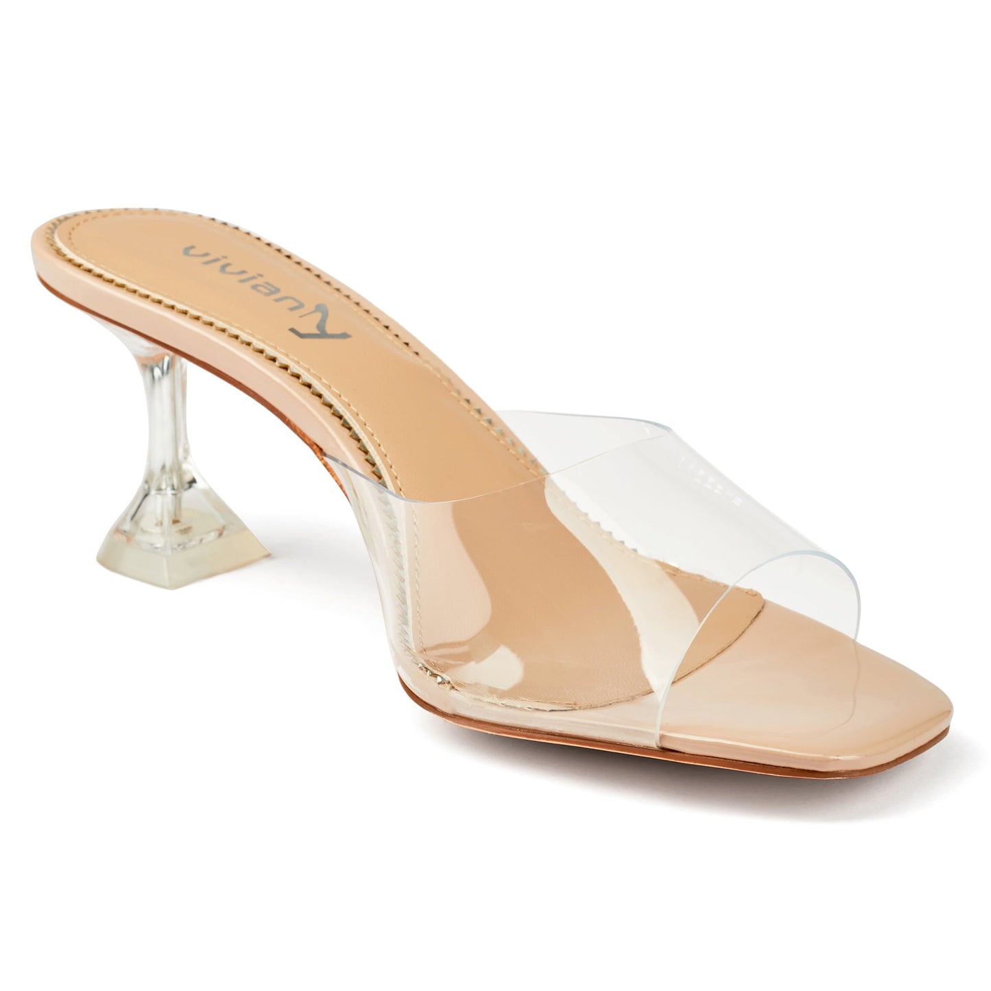 Denise 69 Clear Heeled Sandals - Vivianly Shoes - Kitten Heels