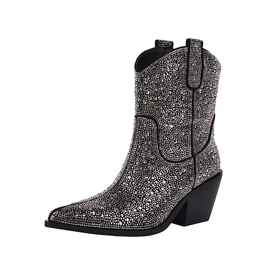 Clarie 70 Glitter Mid Calf Boots - Vivianly Shoes - Mid Calf Boots