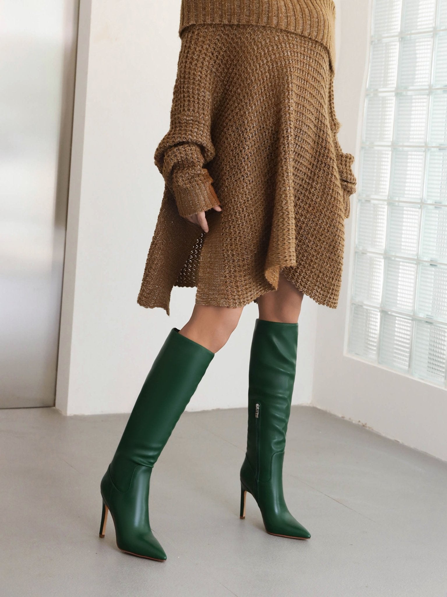 Cyndy 100 Knee High Stiletto Boots - Vivianly Shoes - Knee High Boots