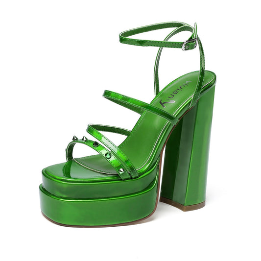 Darla 140 Platform Pump Sandals - Vivianly Shoes - Chunky Heels