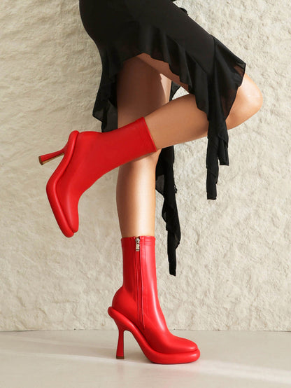 Elana 90 Mid - Calf Stiletto Boots - Vivianly Shoes - Ankle Boots