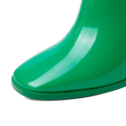 Glossy 90 Platform Ankle Boots - Vivianly Shoes - Ankle Boots