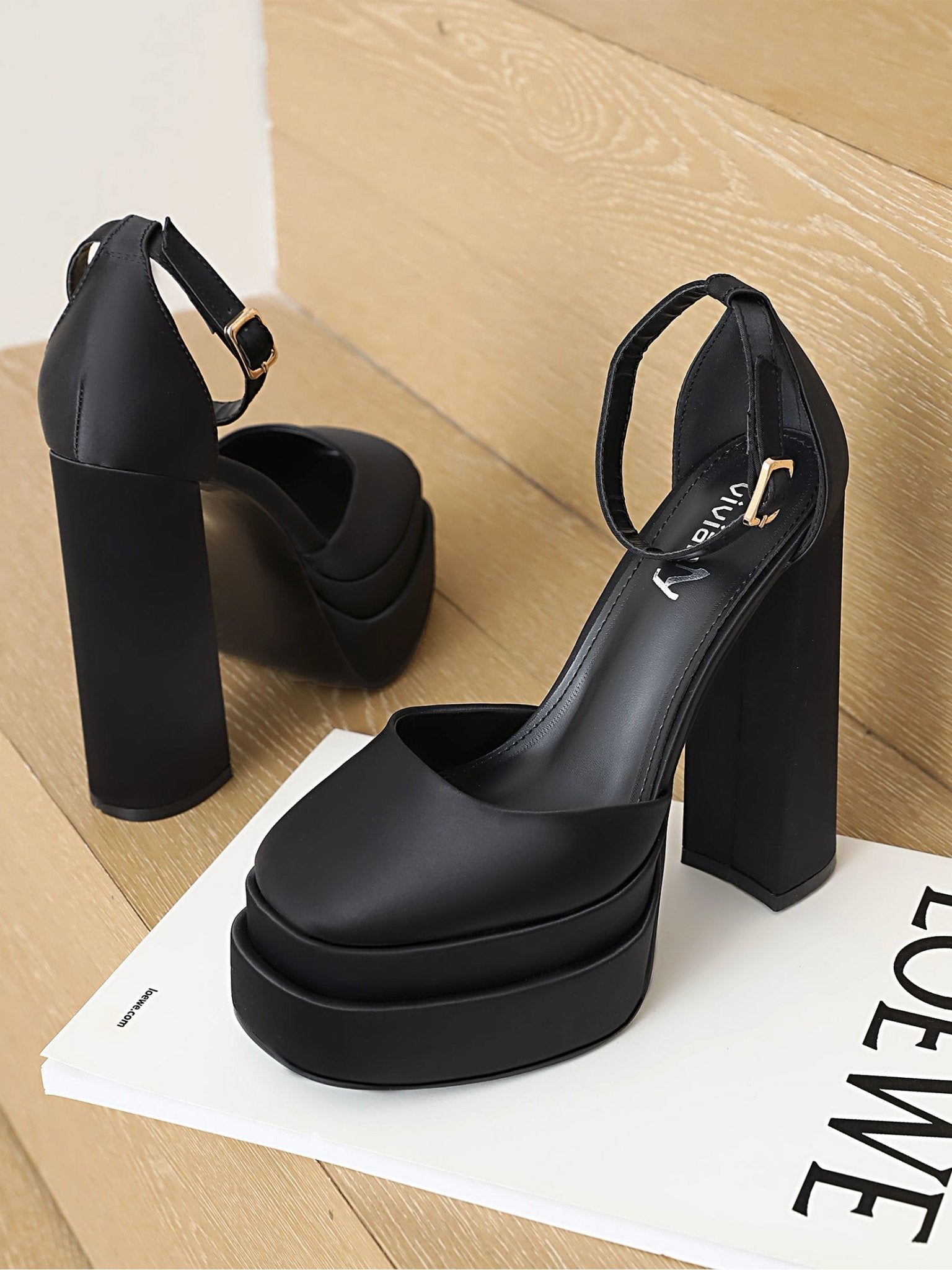 Katarina 120 Chunky Mary Jane Sandals - Vivianly Shoes - Platform Heels