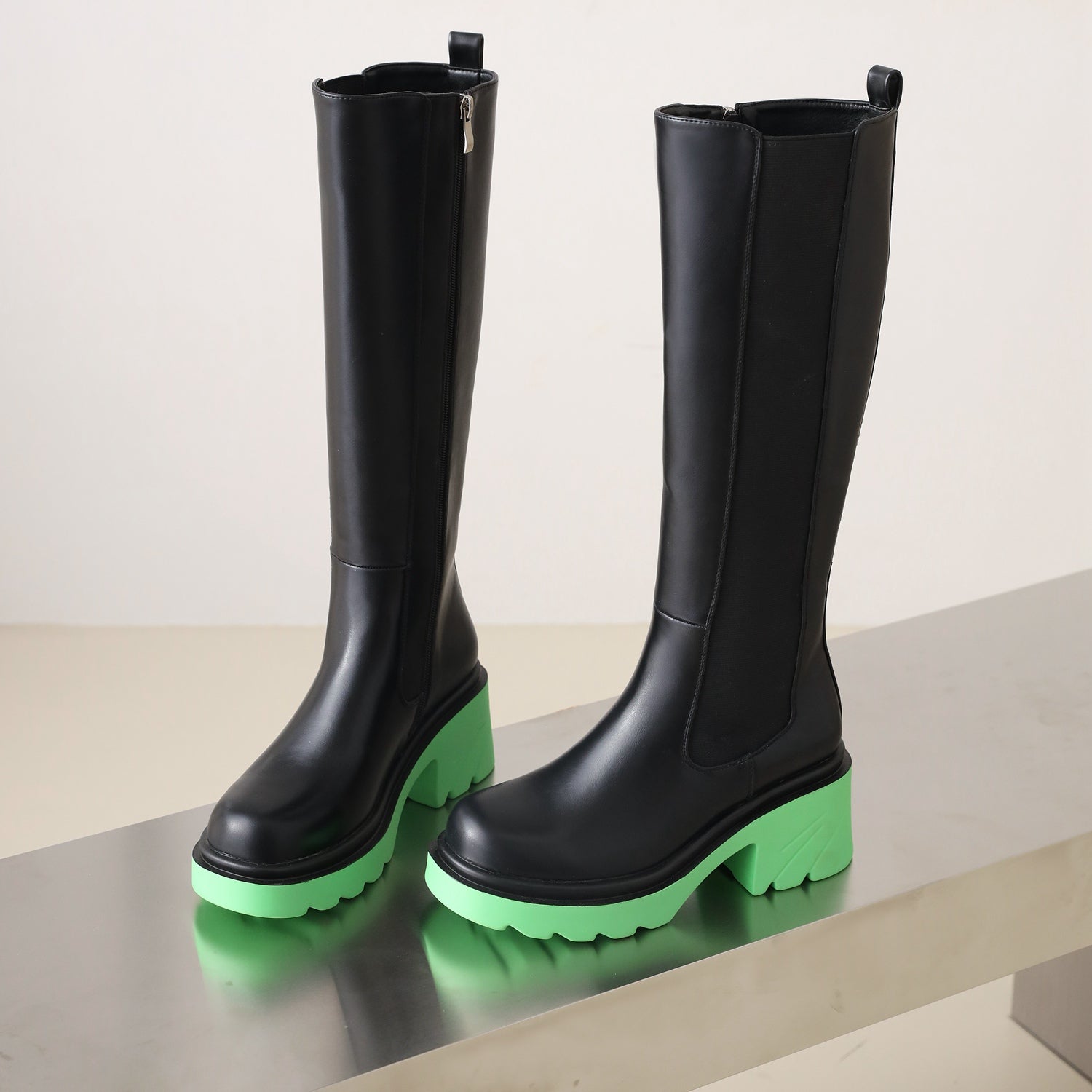 Katrina 49 Block Heel Riding Boots - Vivianly Shoes - Chunky Heels