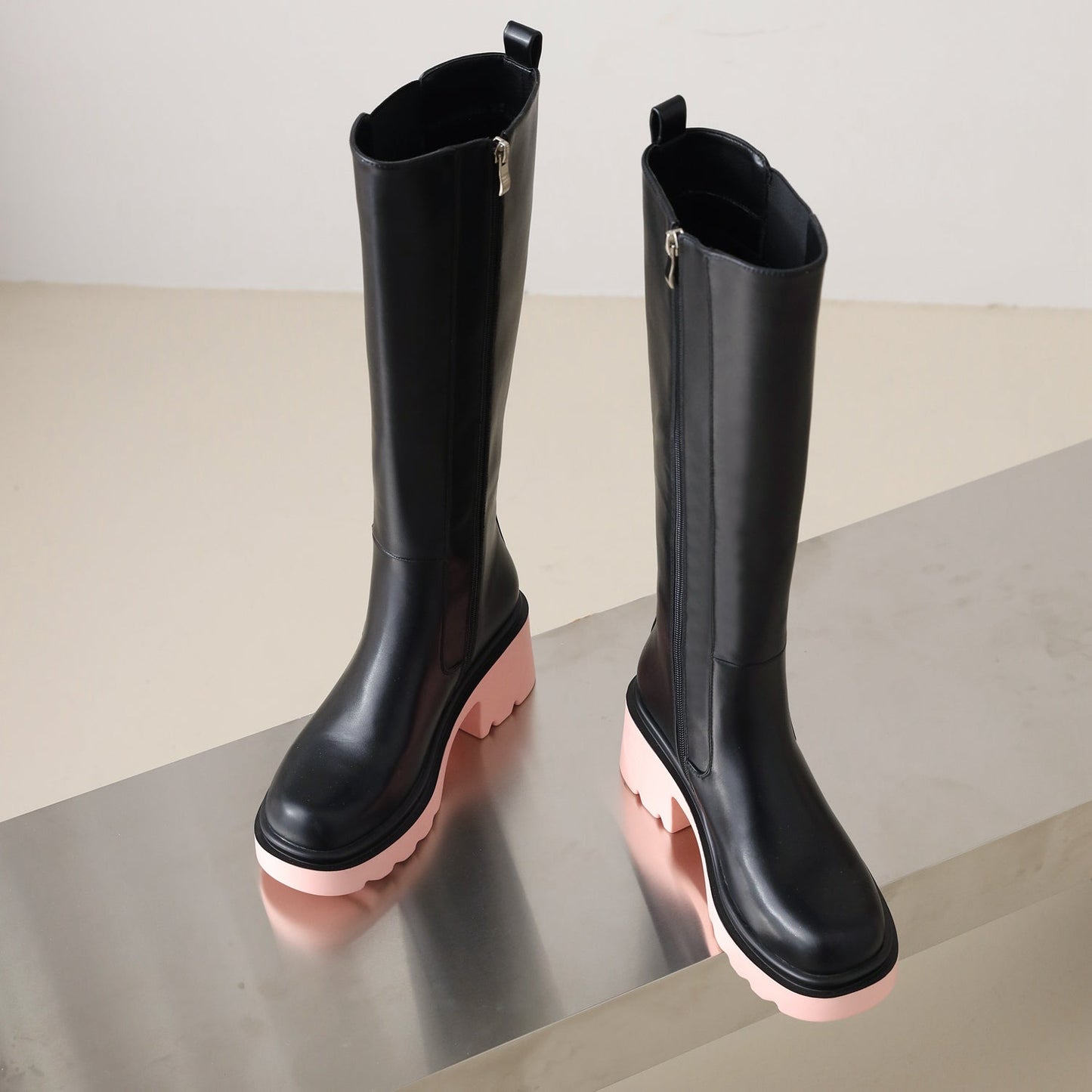 Katrina 49 Block Heel Riding Boots - Vivianly Shoes - Chunky Heels