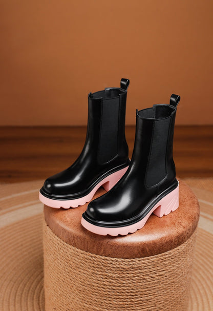 Layla 70 Chunky Heel Chelsea Boots - Vivianly Shoes - Ankle Boots