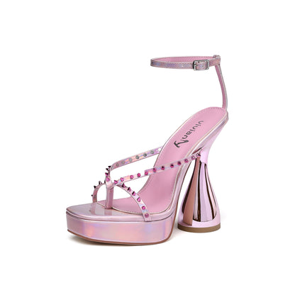 Maxine 140 Rhinestone Pumps - Vivianly Shoes - Platform Heels