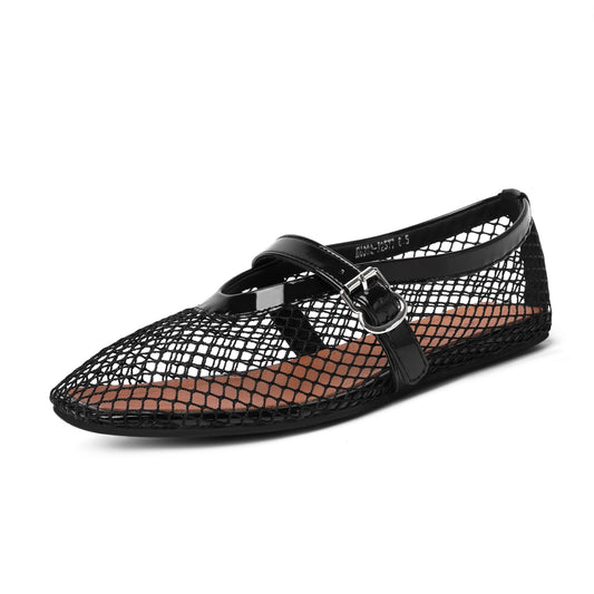 Perri Mesh Ballerina Flat Shoes - vivianly | Shoes Handcrafted with Love - Flats