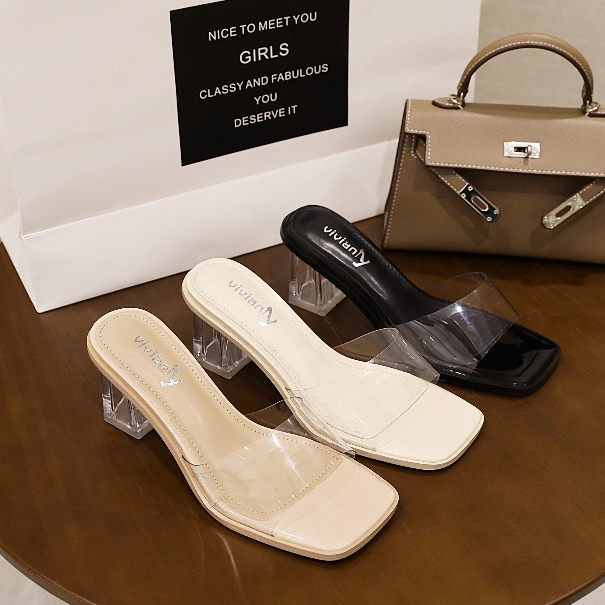 Rose 65 Heeled Sandals - Vivianly Shoes - Chunky Heels