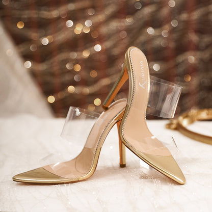 Roxy 110 Clear Stiletto Heels - Vivianly Shoes - Stilettos
