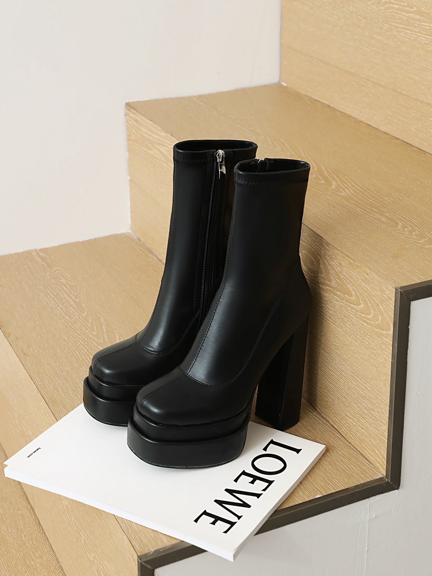 Sheena 140 Chunky Heel Go Go Boots - Vivianly Shoes - Ankle Boots