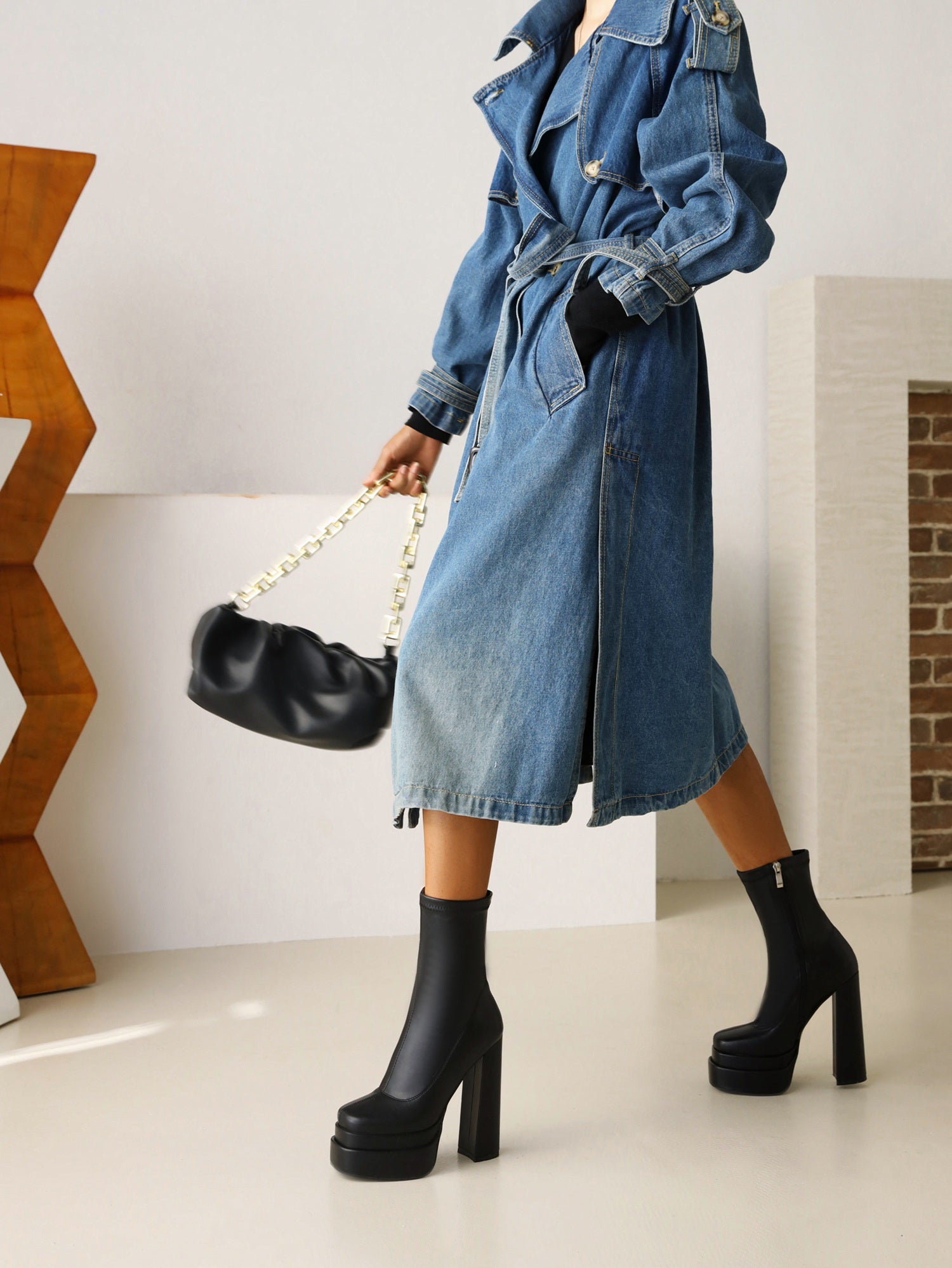 Sheena 140 Chunky Heel Go Go Boots - Vivianly Shoes - Ankle Boots