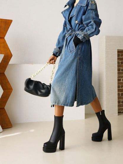Sheena 140 Chunky Heel Go Go Boots - Vivianly Shoes - Ankle Boots