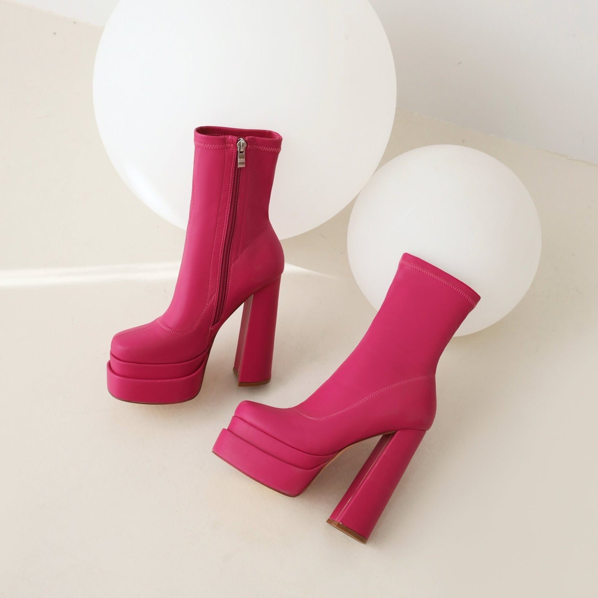 Sheena 140 Chunky Heel Go Go Boots - Vivianly Shoes - Ankle Boots