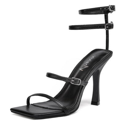 Audette 99 Square Strappy Sandals - Vivianly Shoes - Stilettos