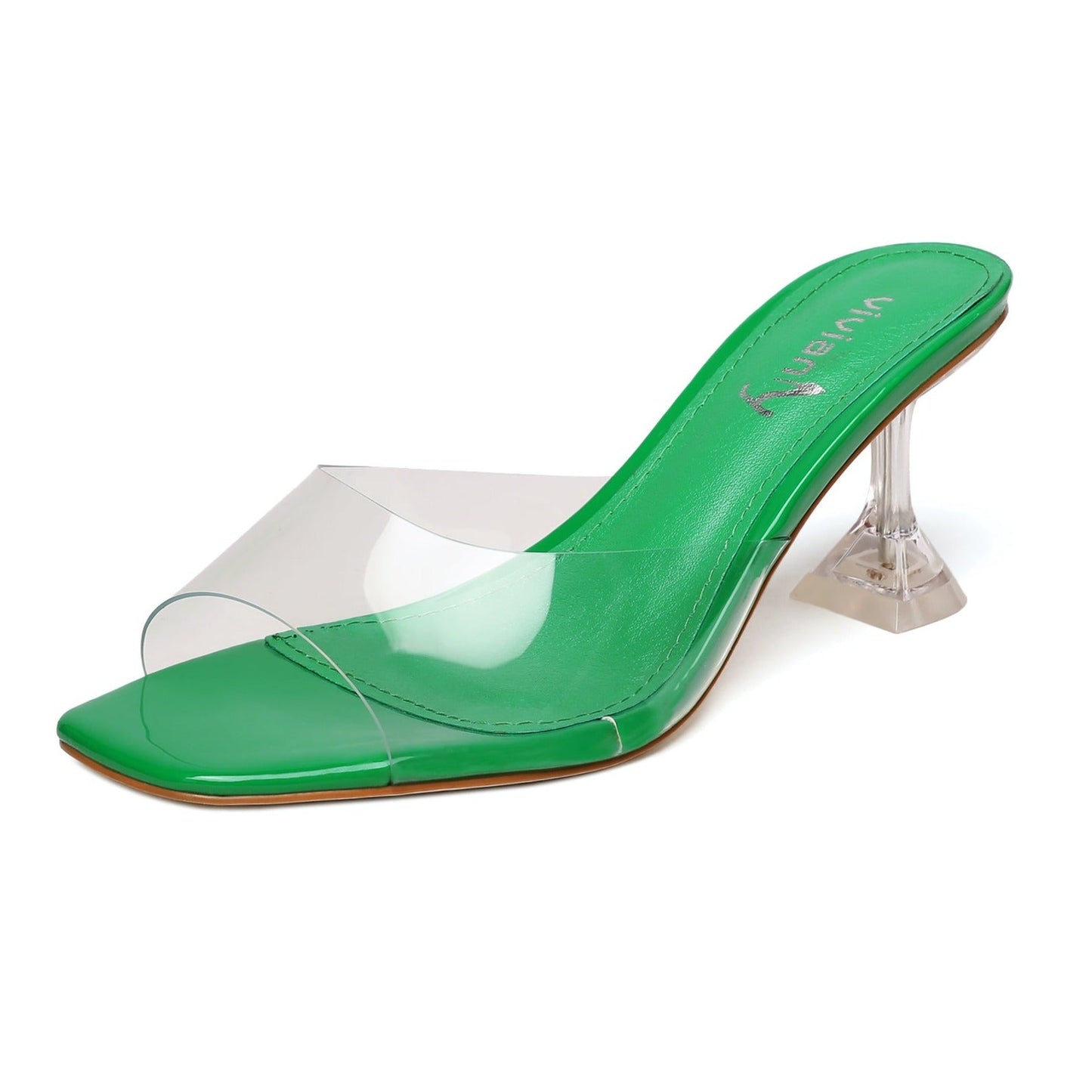 Denise 69 Clear Heeled Sandals - Vivianly Shoes - Kitten Heels