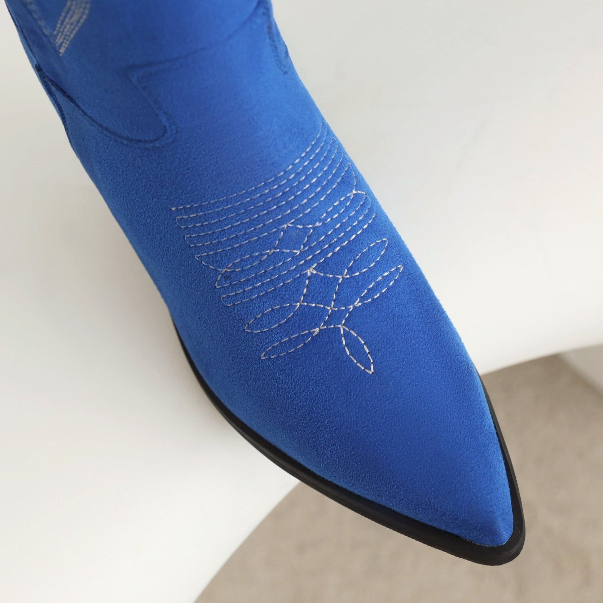 Jenn 68 Pointed Cowboy Mid Calf Boots - Vivianly Shoes - Mid Calf Boots