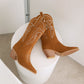 Jenn 68 Pointed Cowboy Mid Calf Boots - Vivianly Shoes - Mid Calf Boots