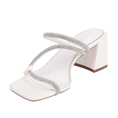 Luciana 69 Clear Sandals - Vivianly Shoes - chunky heels