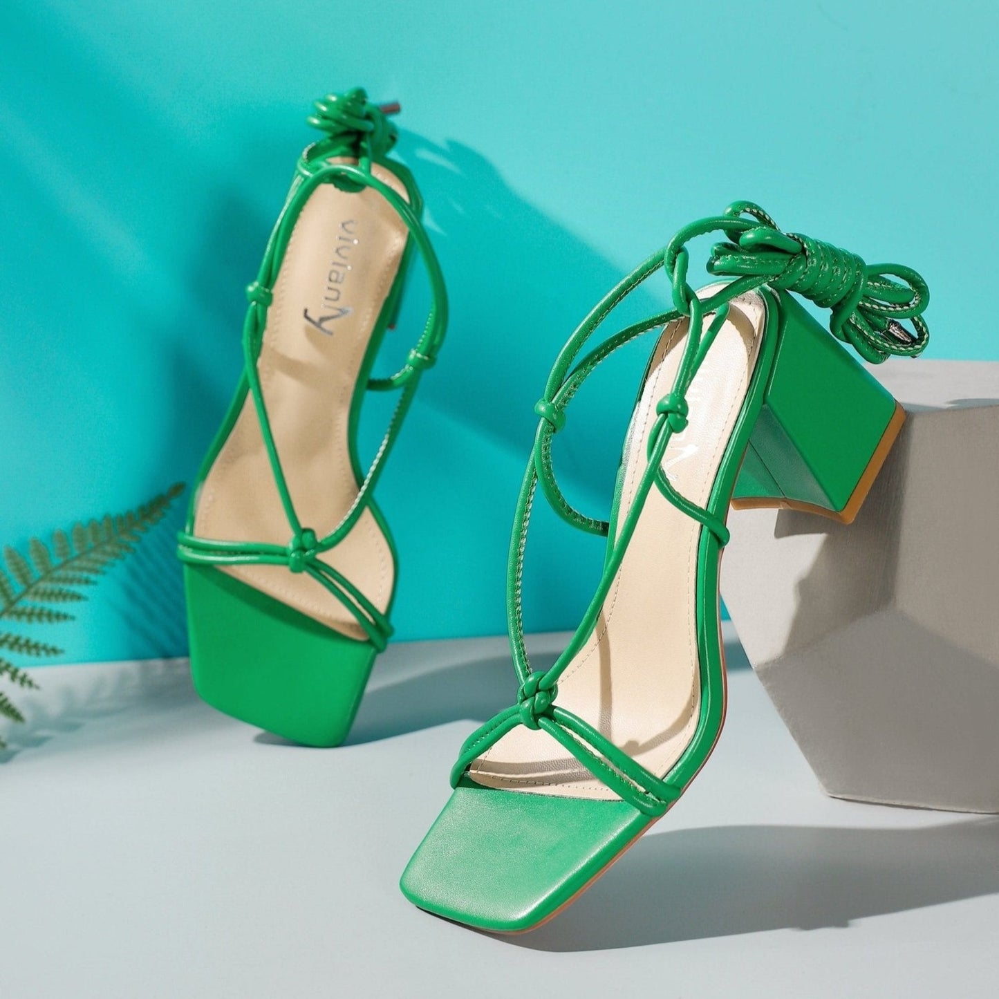 Taylor 70 Lace-Up Chunky Sandals - Vivianly Shoes - Chunky Heels